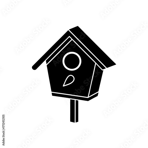 Silhouette of a simple birdhouse on transparent background