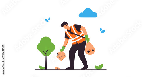 Community Volunteer Cleans Up Litter To Promote Cleanliness and Ecological Harmony