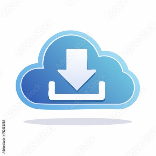 Cloud download icon graphic representing data transfer and online storage solutions