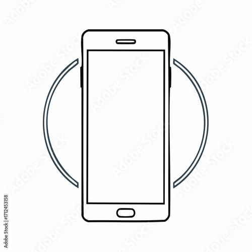 Smartphone with Interface Icon. Minimalist Design of a Mobile Phone with a Circular Overlay