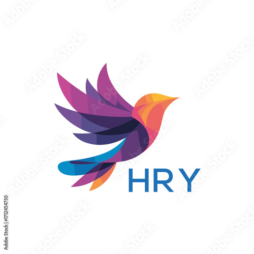 HRY “Stylish Multicolored Bird Emblem for Marketing” HRY LATER LOGO, “Bright Modern Bird Symbol for Brand Identity” “Elegant Gradient Bird Logo for Branding and Business” 
