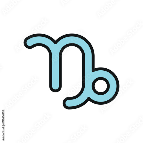 Capricorn icon in color with line for astrology, zodiac, and cosmic projects.