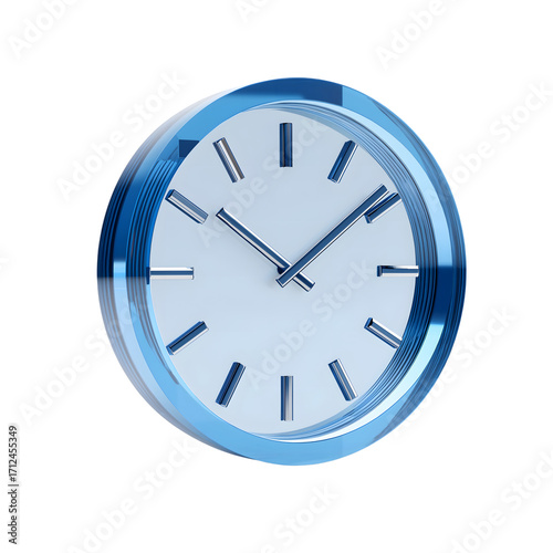3d icon of  modern blue wall clock 