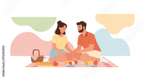 Couple On A Leisurely Picnic, Sharing Affection And Enjoying The Moment Together