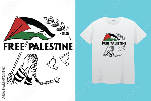 Stand with Palestine with brush design social media post