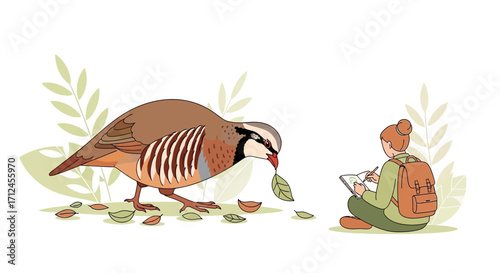 Bird Watching And Journaling: Artistic Rendering Of Wildlife And Nature Scene