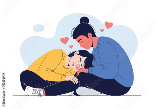 A loving couple shares a tender moment of comfort and affection.