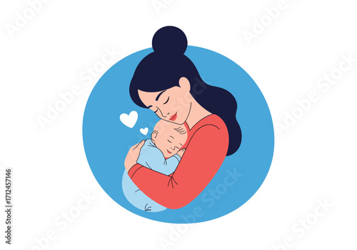 Loving mother holding her precious baby close to her chest.