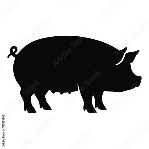Silhouette of a pig farm animal a classic symbol of agriculture and livestock silhouette