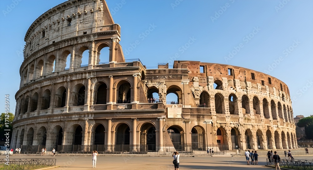 Obraz premium Iconic Colosseum in Rome Under a Clear Blue Sky