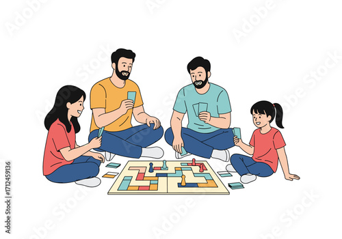 Family enjoying a board game together at home.