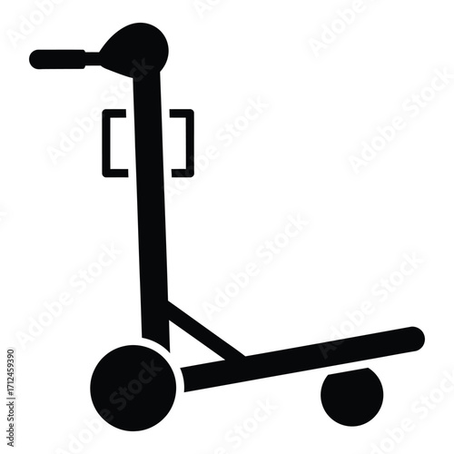 Black silhouette of a luggage cart with wheels and handle on a silhouette