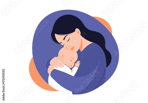 A mother lovingly holds her baby close in a comforting embrace.