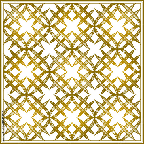 Ornement décoratif Motif abstrait Moucharabieh Réseau de Lignes Couleur Or Style oriental Vecteur