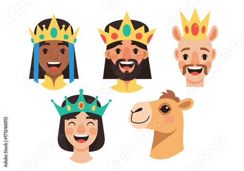 The three wise men and a camel illustration.
