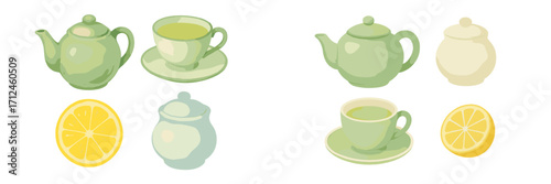 Warm green tea and fresh lemon set on a simple table for a relaxing afternoon