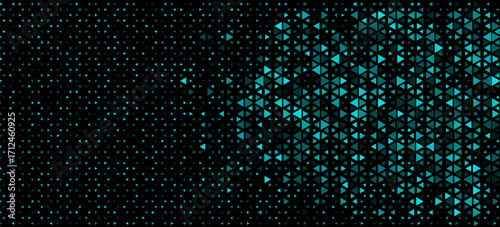 Triangles Halftone Pattern Vector Abstract Geometric Technology Background. Triangular Half Tone Texture. Minimal Style Dynamic Tech Wallpaper