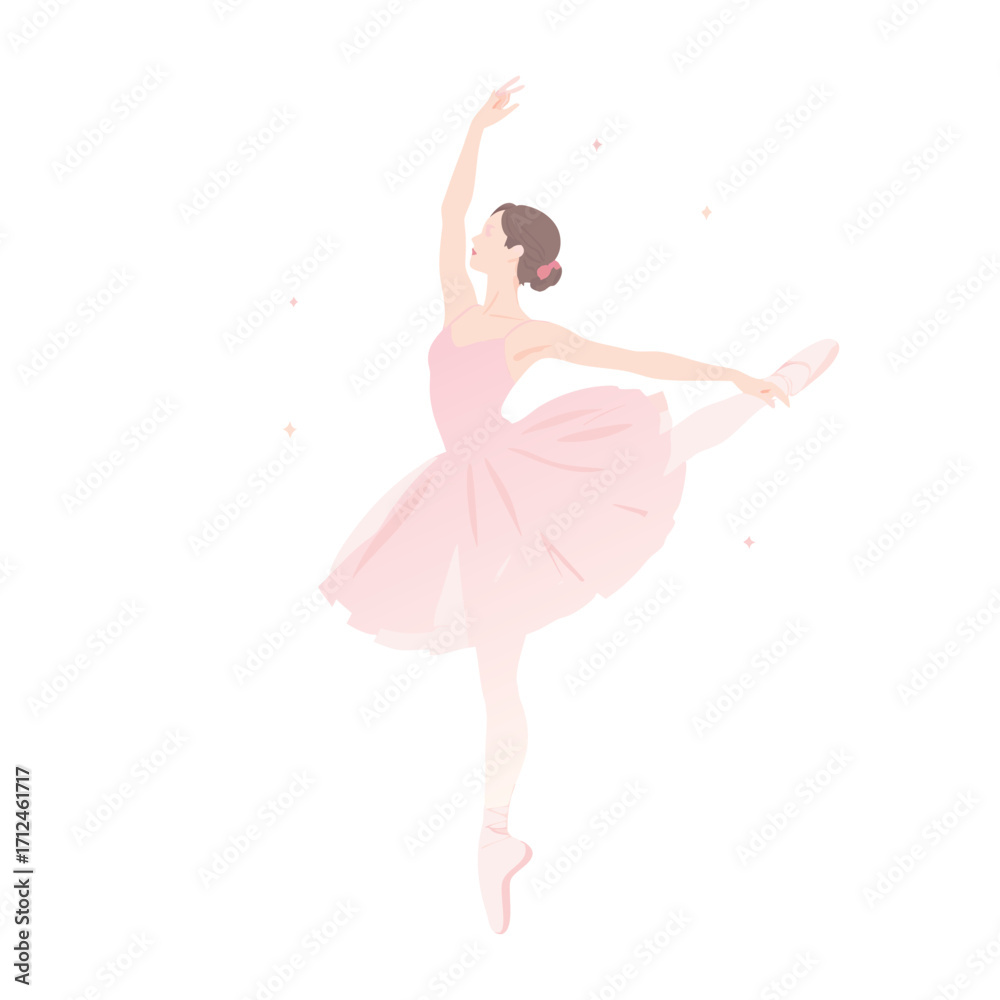 Naklejka premium Elegant Ballerina in White Tutu Performing Graceful Ballet Pose.