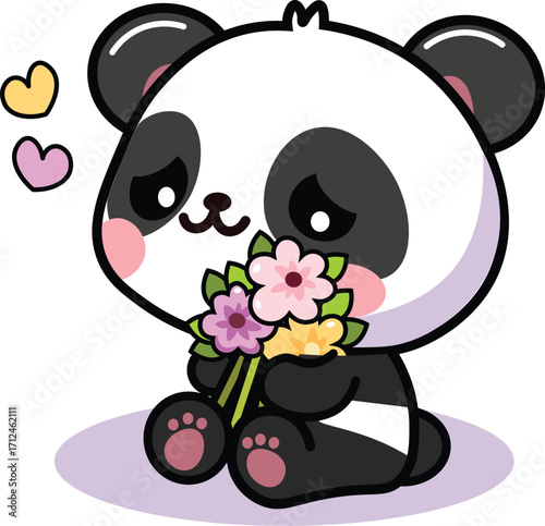 kawai panda with snack
