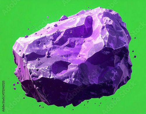 Purple rock on a green background