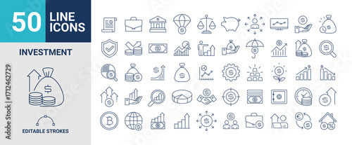 50 Investment Line Editable Icon Set. Vector illustration Editable stroke.