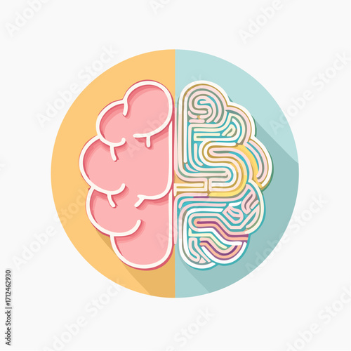 Creative Human Brain – Left and Right Hemisphere Vector Illustration