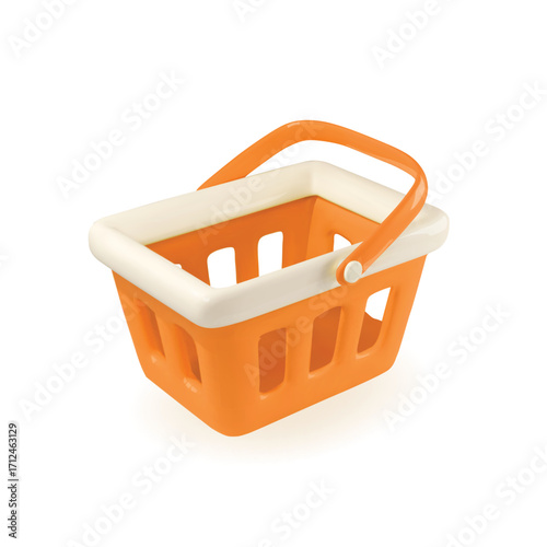 3d Vector Empty Shopping Cart, Shopping basket icon orange rendering vector icon illustration