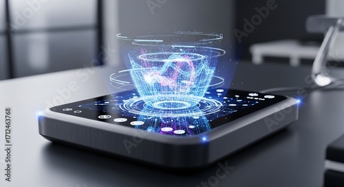 Wallpaper Mural Holographic Data Visualization on Modern Device Torontodigital.ca