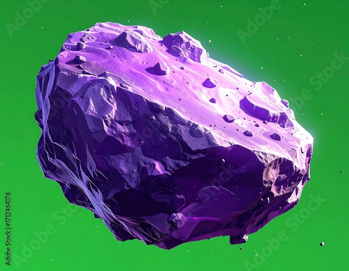 Purple space rock on green