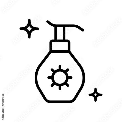 Sunblock, Sunscreen, Lotion, Summer. Outline Icon. Skin care sign, designed for web and app. Simple symbol for web design isolated on white background.