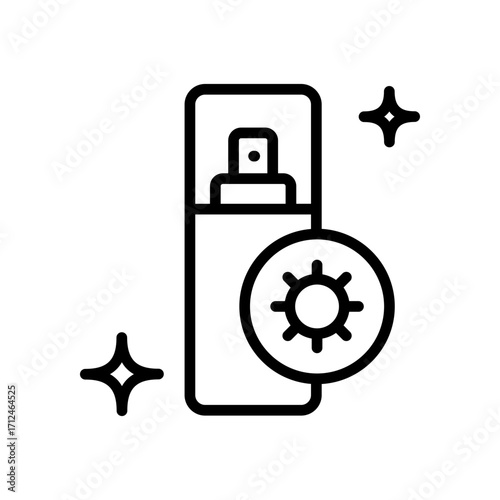Sunblock, Sunscreen, Lotion. Summer Outline Icon. Vector Illustration Logo Template. Skin care sign, designed for web and app.