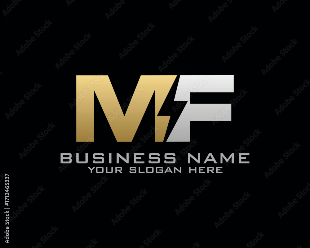 Obraz premium Initial M F logo concept with electric template vector