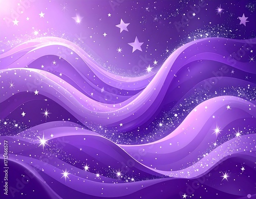 Purple star-studded wavy abstract background