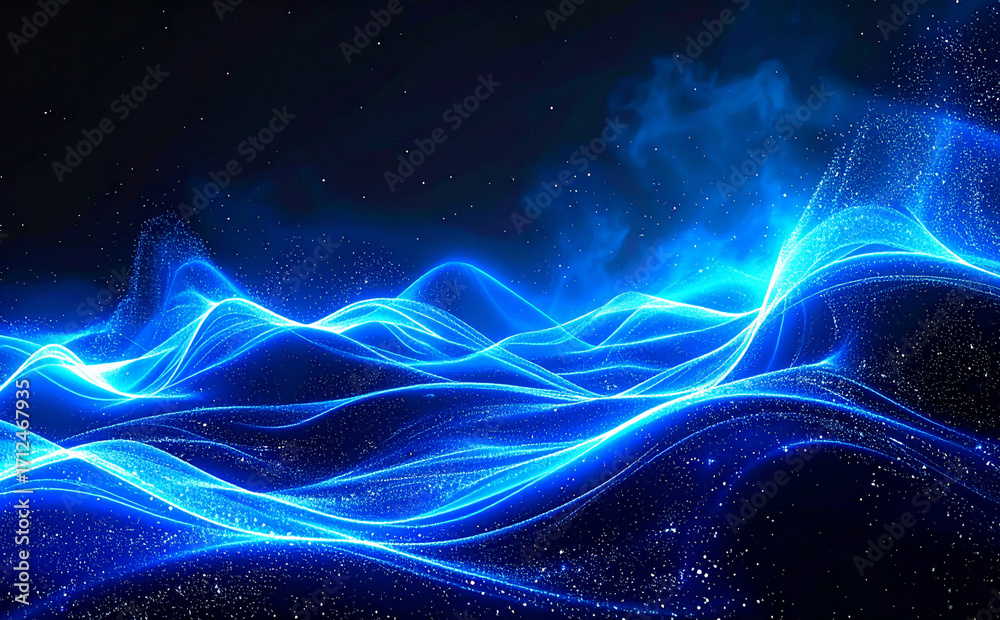 Fototapeta premium 青い光の幻想的なデジタルイメージの背景