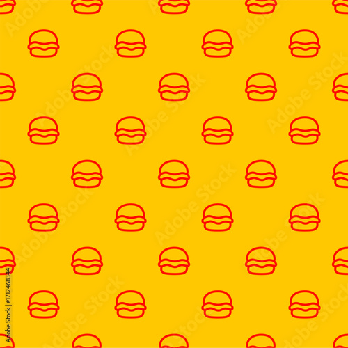 doodle burger pattern background. doodle fast food burger seamless pattern background. seamless pattern of burger in doodle style. Seamless Pattern of a Cheese Burger or Hamburger. hamburger pattern.