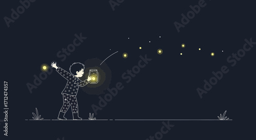 Child Releasing Fireflies At Dusk Captures Magical Moment Infused With Wonder And Joy