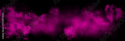 Pink space realistic nebula smoke background. Abstract fog texture and shining stars. Magic colorful galaxy with stardust. Abstract vector illustration
