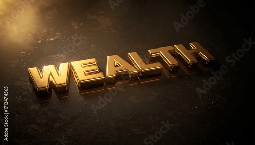 Gold Bars Forming the Word WEALTH
