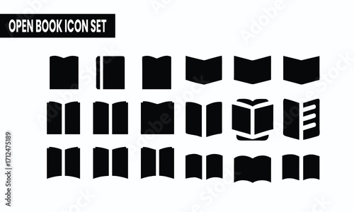 Open book icon set isolated on white background