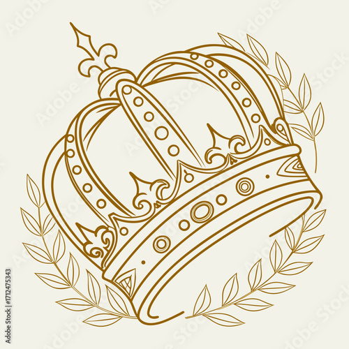 Elegant golden crown with laurel wreath