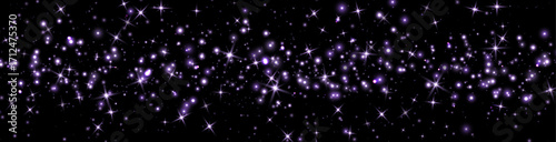 Purple glittering dots, particles, stars magic sparks. Glow flare light effect. Violet luminous points. Vector particles on transparent background.