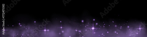 Purple glittering dots, particles, stars magic sparks. Glow flare light effect. Violet luminous points. Vector particles on transparent background.