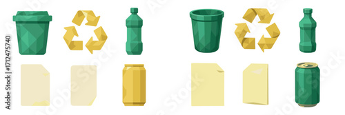 Everyday items for recycling and waste management, promoting eco-friendly practices and environmental conservation efforts for a sustainable future