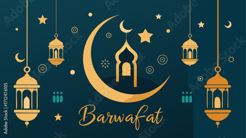 Barwafat celebration with moon and lamps