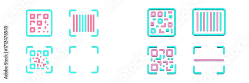 Digital identification symbols for quick response codes and product tracking barcodes with scanning frames