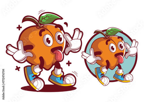 Peach fruit cartoon mascot characters