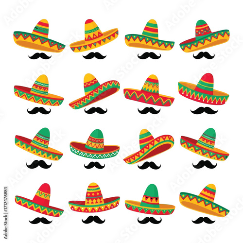 Colorful Traditional Mexican Sombreros Collection