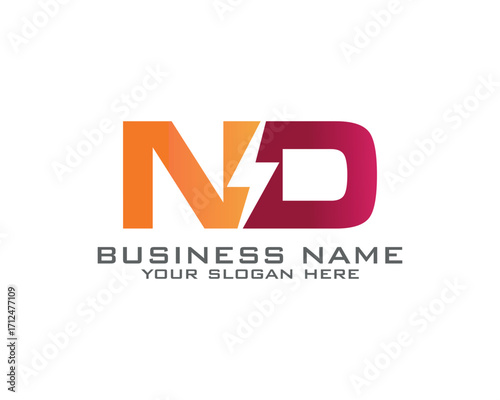 Initial N D logo concept with electric template vector