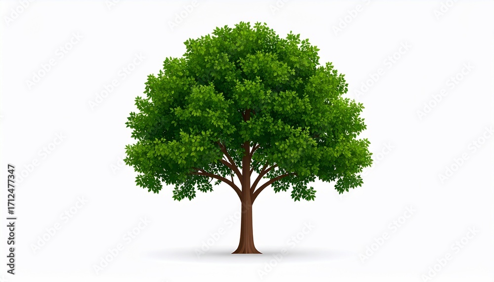 Obraz premium Vibrant illustration of a healthy tree isolated on a pristine white background