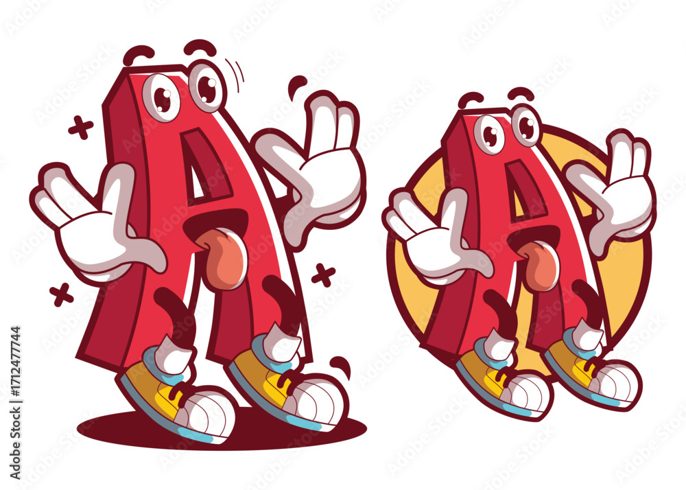 Obraz premium A letter cartoon characters illustration